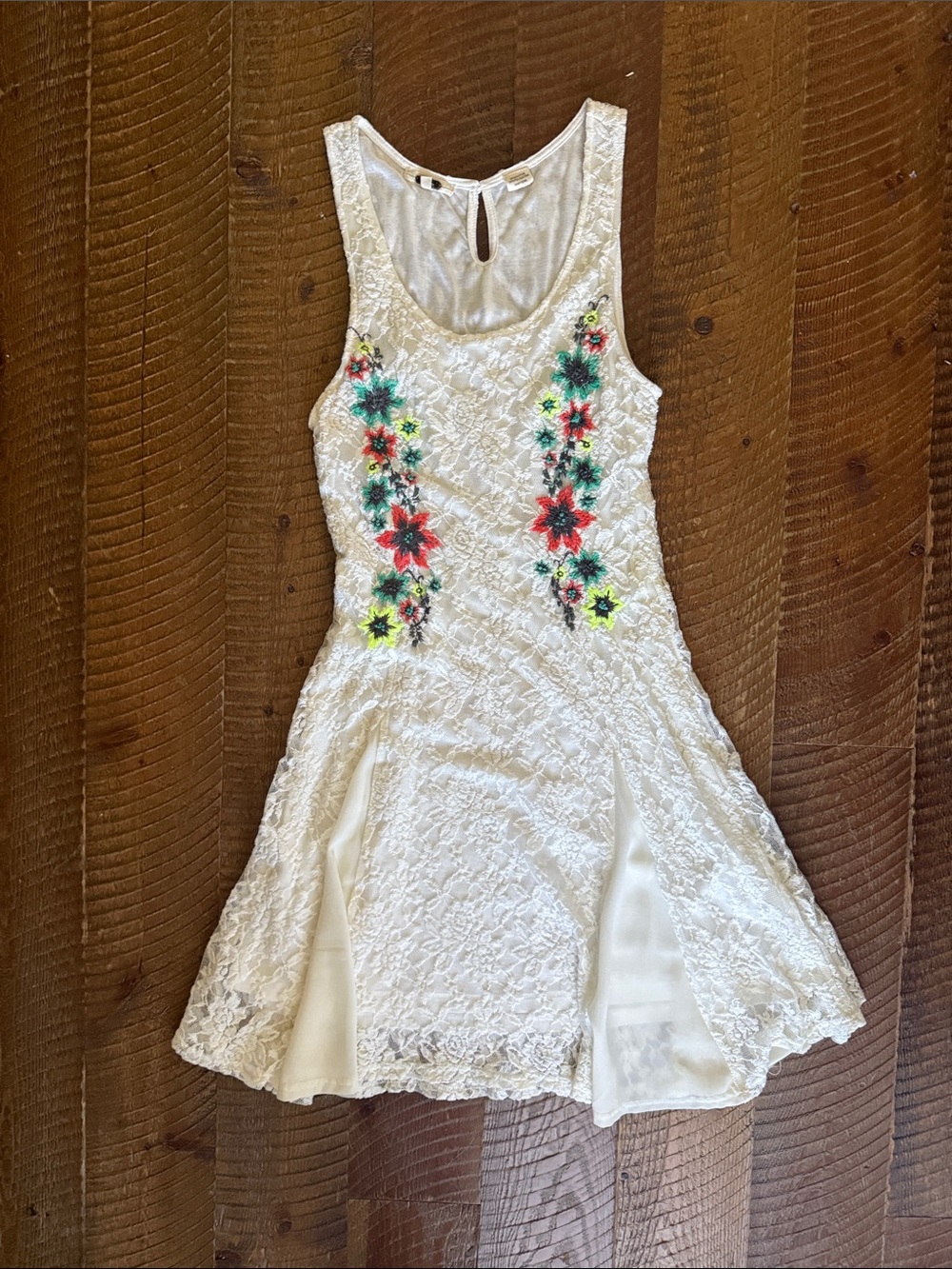 Miss Me Cream Lace Top with Metal Logo